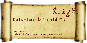 Kolarics Ézsaiás névjegykártya